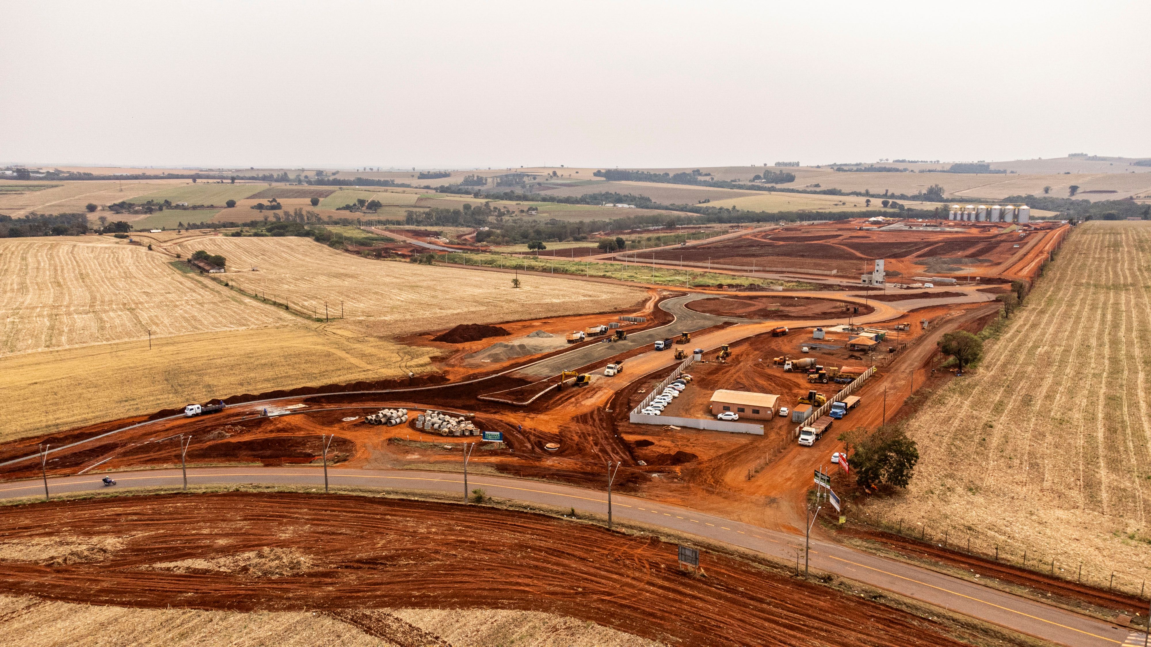 Construction site development equipment at work